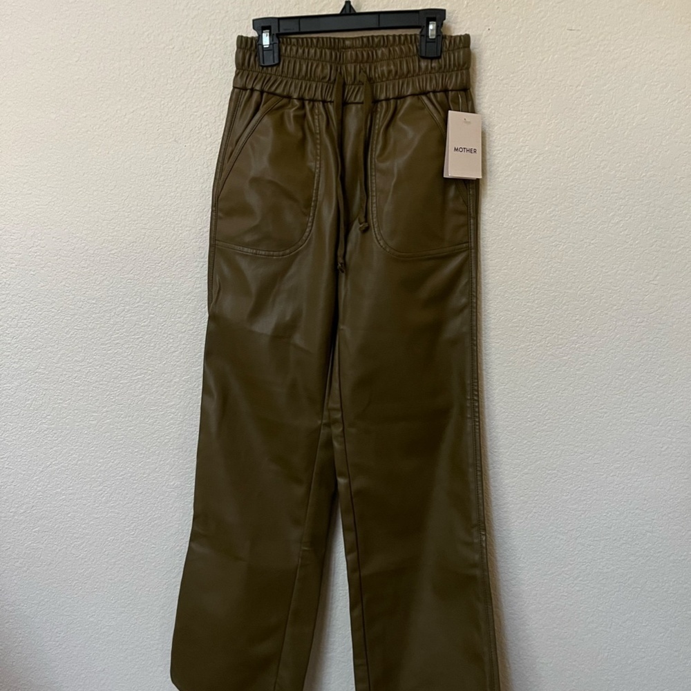 NWT MOTHER | Fall Winter Fir Green Rambler Lounger Ankle Faux Leather | Size XS - Picture 5 of 16